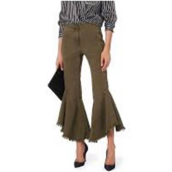 Guest Editor Women's Boho‎ Flare Cropped Raw Hem Jeans Size 2 Green - Picture 1 of 13
